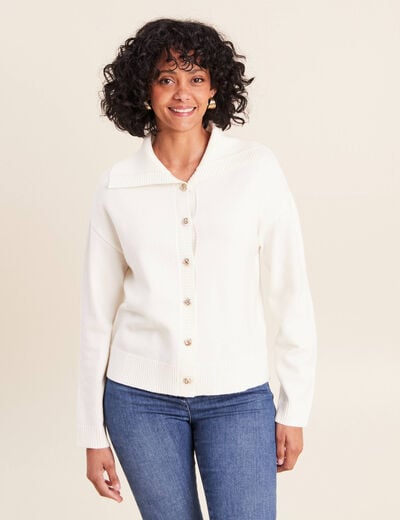 Gilet col camionneur ecru femme