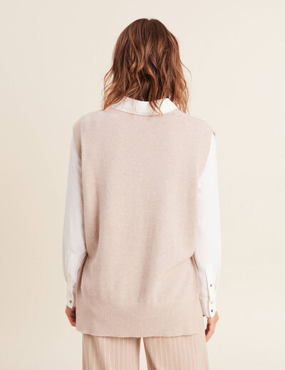 Pull sans manches creme femme