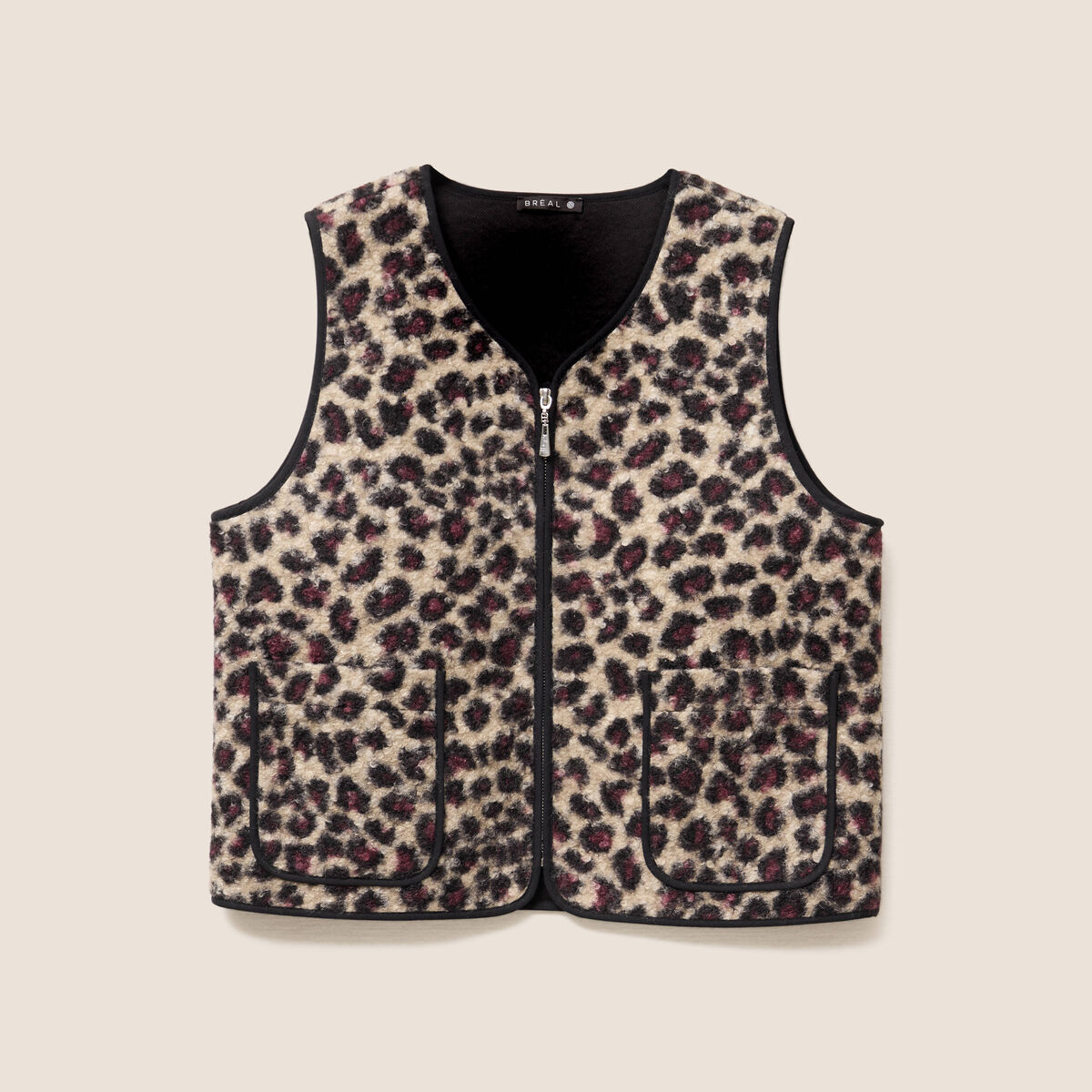Gilet sans manches laine mouton beige femme