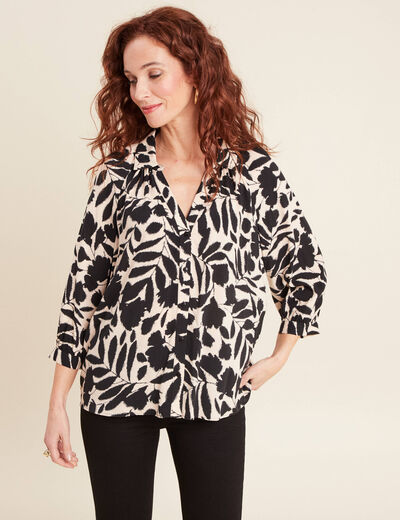 Chemise manches 3/4 noir femme