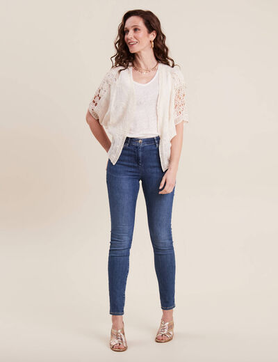 Gilet manches courtes dentelle ivoire femme