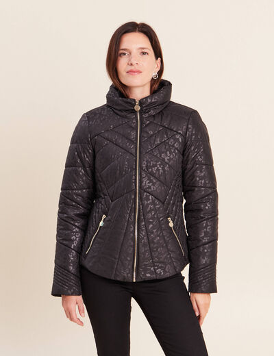 Doudoune d&eacute;perlante droite zipp&eacute;e noir femme