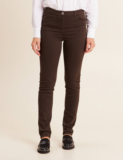 Jean magique ajusté taille standard marron foncé femme