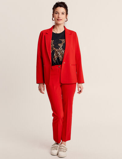 Veste city droite 1 bouton rouge femme