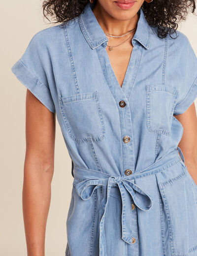 Robe évasée en jean denim double stone femme