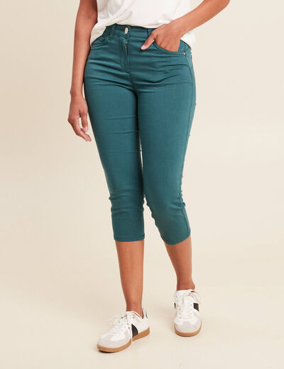 Pantacourt droit taille standard vert femme