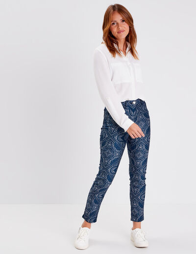 Pantalon ajusté bleu foncé femme