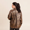 Chemise droite mi-longue brillante noir femme