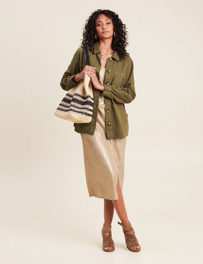 Surchemise en jean vert olive femme