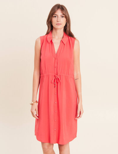 Robe droite courte avec lien rouge femme