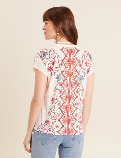 T-shirt manches courtes ecru femme