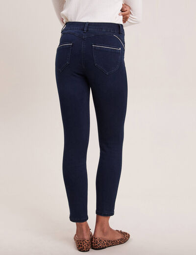Jean ajusté taille haute denim brut femme