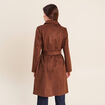 Trench cintr&eacute; long aspect daim marron femme