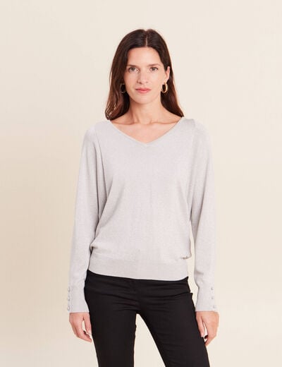 Pull manches longues gris argent femme