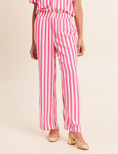 Pantalon fluide et large taille standard rose fushia femme
