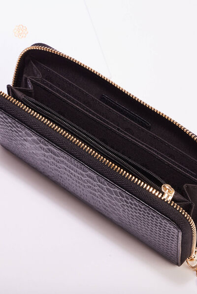 Sac compagnon en cuir noir femme