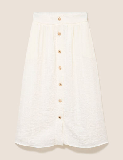 Jupe pliss&eacute;e taille haute doubl&eacute;e ecru femme