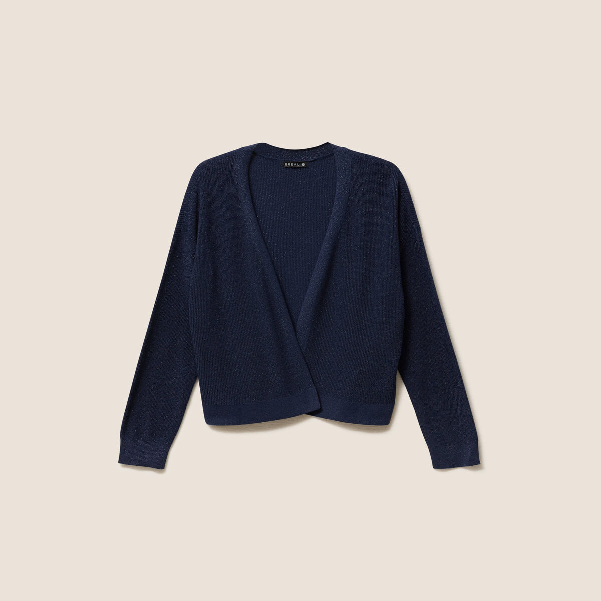 Gilet manches longues brillant bleu marine femme