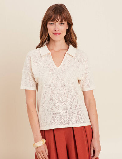 Chemise manches courtes ecru femme