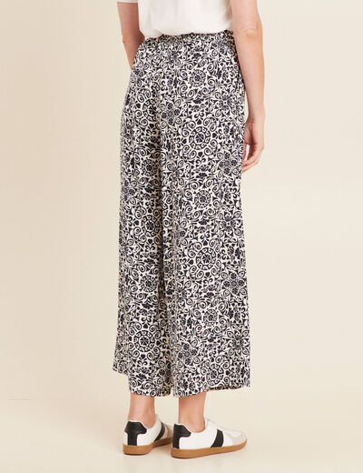 Pantalon 7/8ème taille haute bleu marine femme