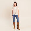 Gilet col v couleur or femme