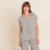 Chemise ample manches courtes bleu foncé femme