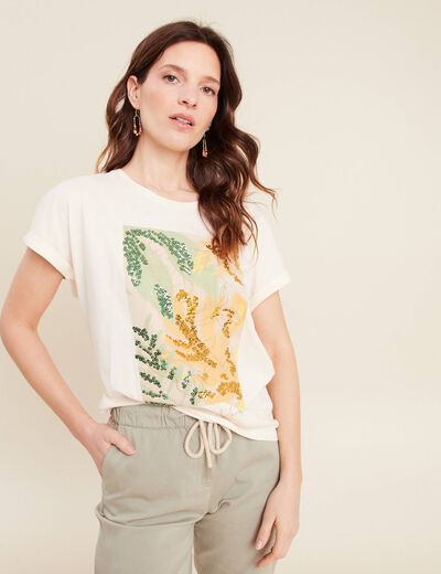 T-shirt manches courtes ecru femme