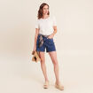 Short en jean taille haute denim stone femme