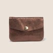 Porte-monnaie en cro&ucirc;te de cuir couleur cuivre femme