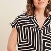 Chemise crêpe manches courtes noir femme