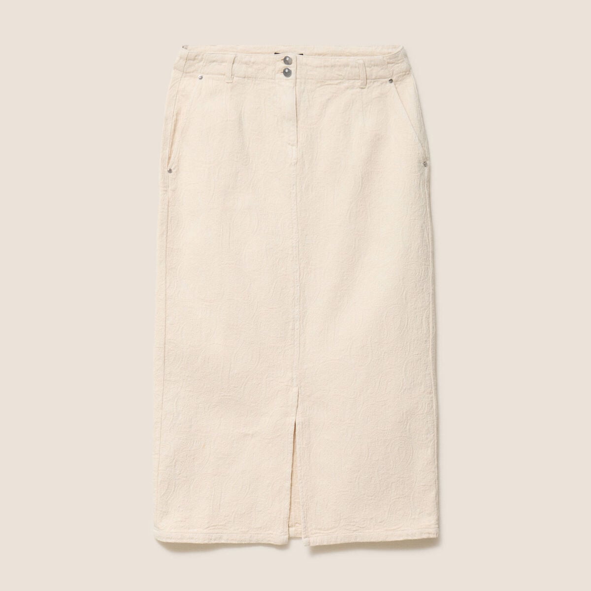 Jupe en coton taille standard ivoire femme