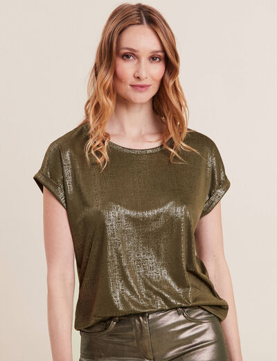 T-shirt manches courtes vert olive femme