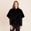 Poncho cape fausse fourrure noir femme