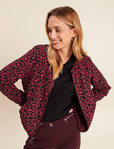 Gilet r&eacute;versible manches longues bordeaux femme