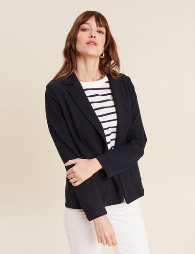 Veste tailleur cintrée bleu foncé femme