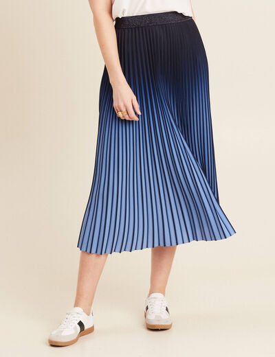 Jupe midi patineuse plissée bleu ciel femme