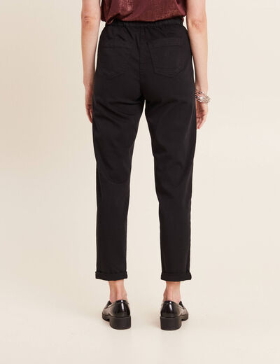 Pantalon coupe droite à coulisse noir femme