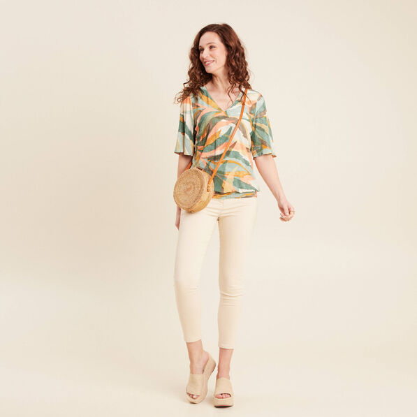 Blouse manches courtes multicolore femme