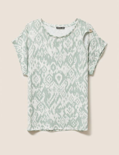 t-shirt droit court manches courtes vert femme