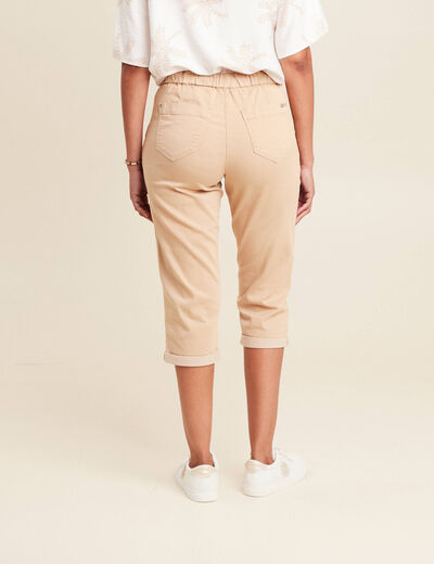 Pantacourt large taille haute sable femme