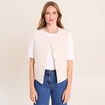 Gilet sans manches doubl&eacute; coton ecru femme