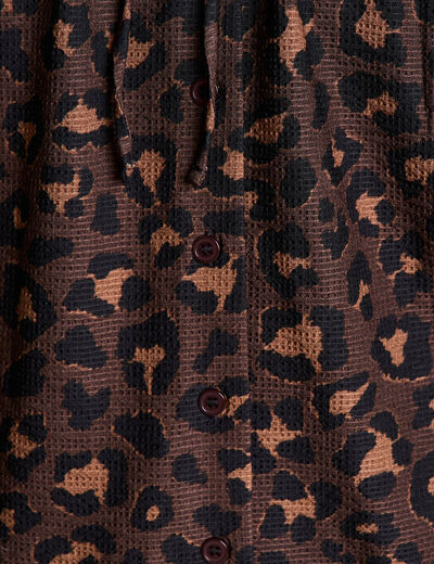 Blouse col v manches longues marron femme