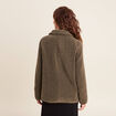 Manteau droit laine mouton vert kaki femme