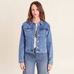 Veste cintr&eacute;e denim stone femme