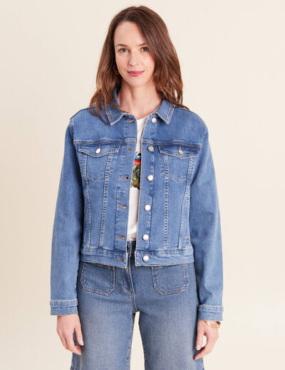 Veste cintr&eacute;e denim stone femme