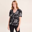 T-shirt col v manches courtes noir femme