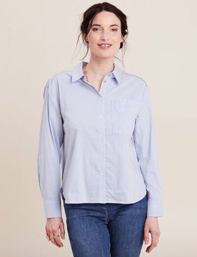 Chemise manches longues bleu femme