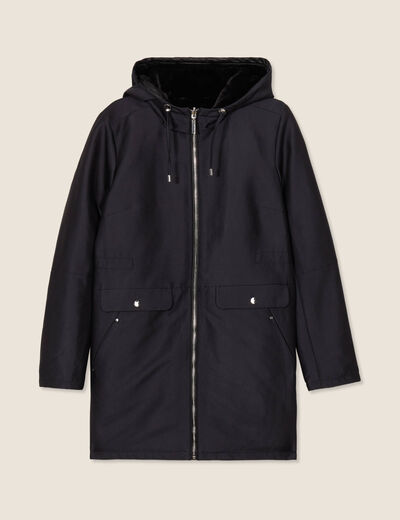 Parka r&eacute;versible &agrave; capuche noir femme