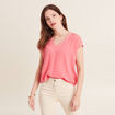 T-shirt manches courtes rose fushia femme