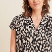 Chemise cr&ecirc;pe manches courtes noir femme